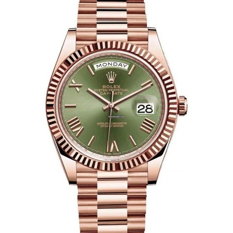 rolex daydate rose gold green dial|rolex rose gold 40mm president.